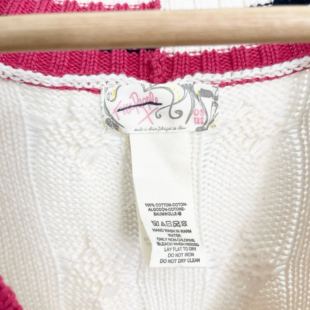 NWOT Free People Coastal Prep Cotton Knit Vest Sweater Pullover One Size